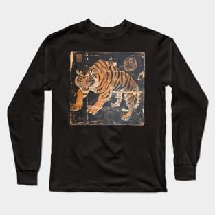 TIGER VINTAGE WOODBLOCK PRINT Long Sleeve T-Shirt